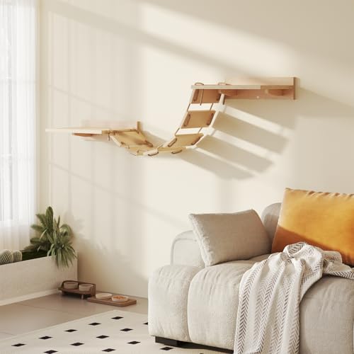 Katzenbrücke Katzenwandregale aus Holz Wandmontiertes Klettergerüst zum Schlafen & Spielen, Wandmontierte Möbel für Kätzchen Katzenbrücke Katzenwandregale aus Holz Wandmontiertes Klettergerüst zum Schlafen & Spielen, Wandmontierte Möbel für Kätzchen von MeowHomm