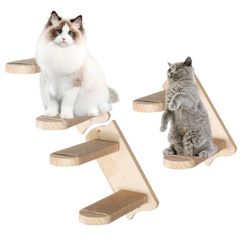 MeowPur Katzenkletterregale zur Wandmontage, mit Jute, 3 Stück, Katzenregal, Treppe für Sitzstangen, Schlafen, Geschenk für die meisten Kätzchen von MeowPur