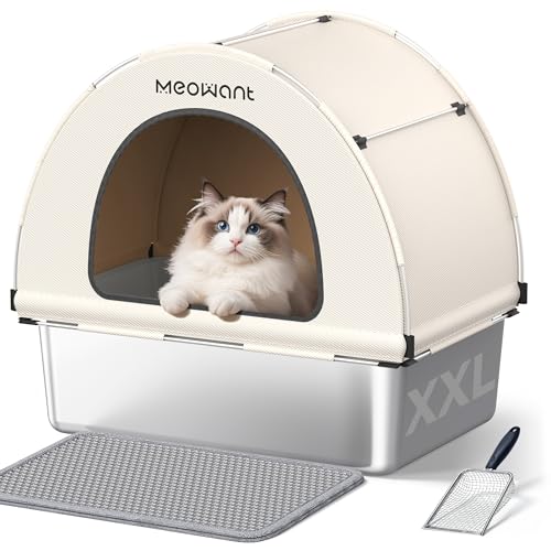MeoWant Edelstahl Katzenklo, Herausnehmbare, Geschlossene Extra Große Katzenklo Edelstahl XXL Mit Stoffüberdachung, Geruchshemmend, Antihaftbeschichtete Oberfläche, Leicht Zu Reinigen, Weiß MeoWant Edelstahl Katzenklo, Herausnehmbare, Geschlossene Extra Große Katzenklo Edelstahl XXL Mit Stoffüberdachung, Geruchshemmend, Antihaftbeschichtete Oberfläche, Leicht Zu Reinigen, Weiß von Meowant