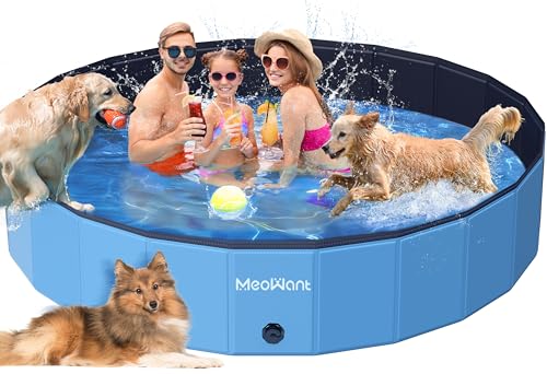 Meowant Hundepool Faltbar, Hundebadewanne, Planschbecken Groß Verdickt PVC, Extra Großer Outdoor-Faltbarer Kinderpool, Tragbare Rutschfestes Hundeplanschbecken, Keine Pumpe Benötigt(220 x 40 cm) von Meowant