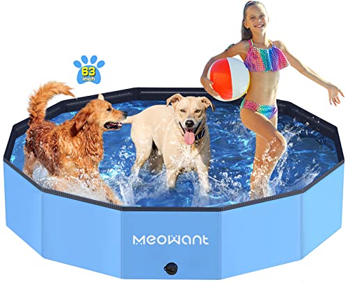 Meowant Hundepool Faltbar, Hundebadewanne, Planschbecken Groß Verdickt PVC, Extra Großer Outdoor-Faltbarer Kinderpool, Tragbare Rutschfestes Hundeplanschbecken, Keine Pumpe Benötigt(160 x 30 cm) von Meowant