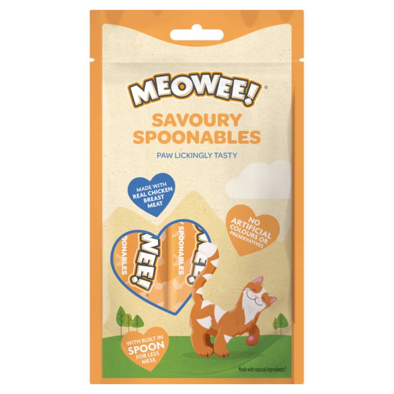 2 + 1 gratis! 3 x 56 g / 112 g Meowee! Savoury Spoonables  - Huhn (3 x 112 g) von Meowee!