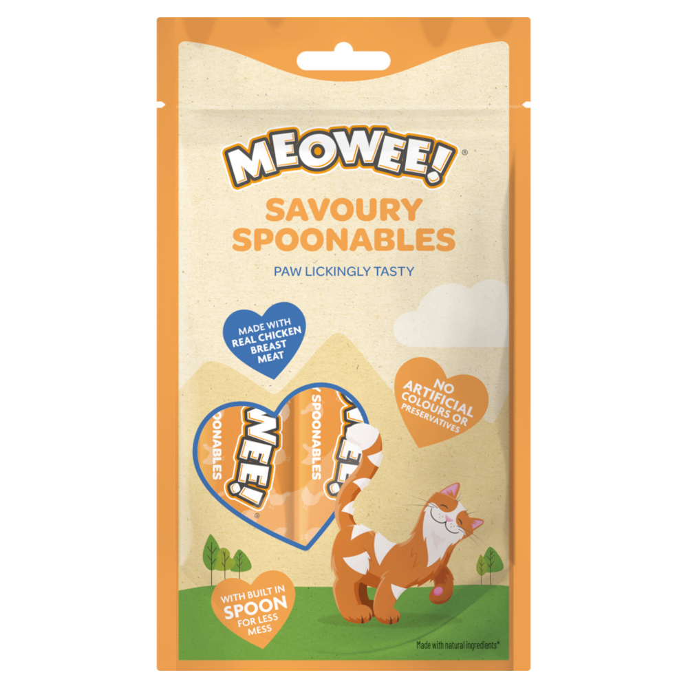 2 + 1 gratis!  Meowee! Snacks für Katzen - Savoury Spoonables: Huhn (3 x 112 g) von Meowee!