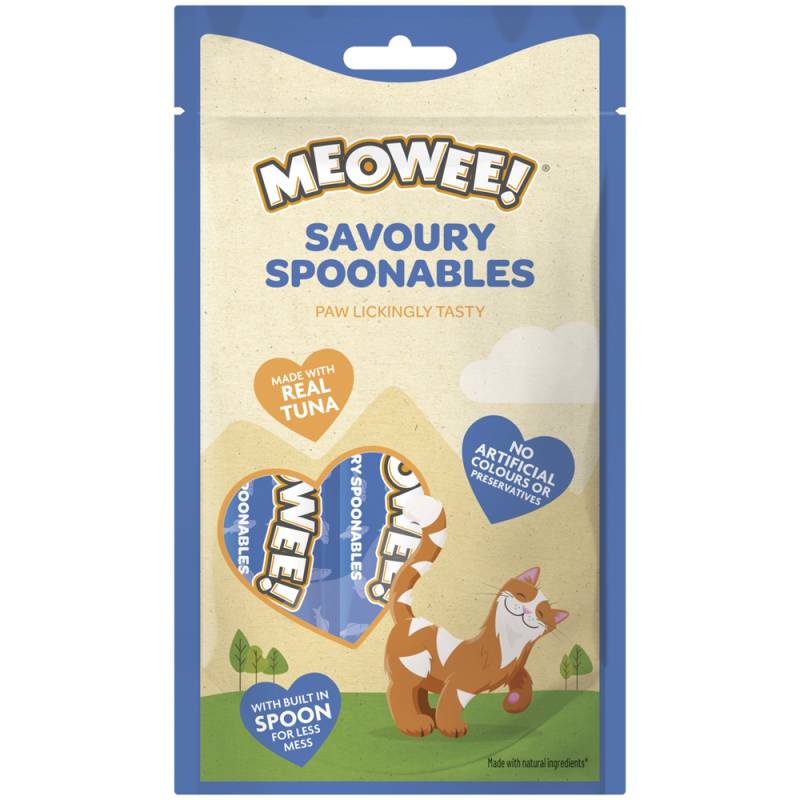 2 + 1 gratis!  Meowee! Snacks für Katzen - Savoury Spoonables: Thunfisch (3 x 112 g) von Meowee!