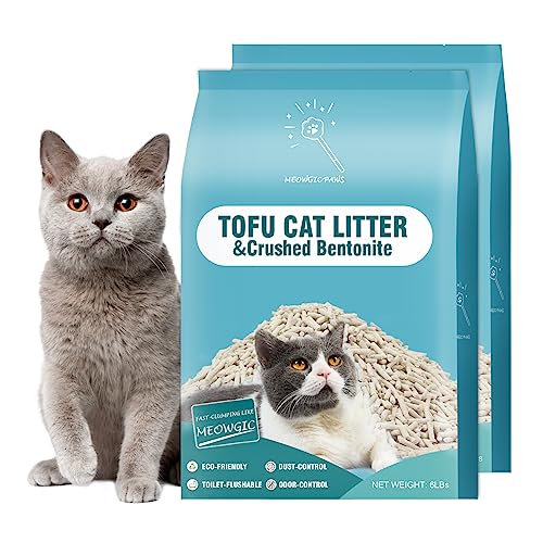 Meowgic Paws Katzenstreu, Geruchskontrolle, klumpendes Bentonit-Tofu-Katzenstreu, geringe Verfolgung, leicht, spülbar, geruchlos, natürliches Katzenstreu, staubfrei, 5,4 kg Meowgic Paws Katzenstreu, Geruchskontrolle, klumpendes Bentonit-Tofu-Katzenstreu, geringe Verfolgung, leicht, spülbar, geruchlos, natürliches Katzenstreu, staubfrei, 5,4 kg von Meowgic Paws