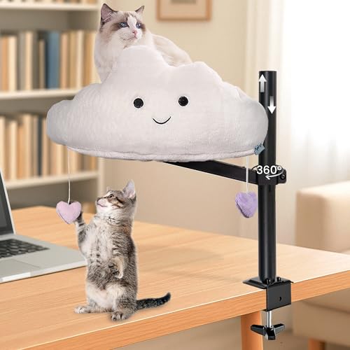 Meowgic Katzen-Schreibtischbett, Wolken-Schreibtisch, Katzenbett mit hängendem Herzspielzeug, gemütliches, waschbares Schreibtischnest, Katzenbett, platzsparendes Katzenbett, Schreibtischhalterung, Meowgic Katzen-Schreibtischbett, Wolken-Schreibtisch, Katzenbett mit hängendem Herzspielzeug, gemütliches, waschbares Schreibtischnest, Katzenbett, platzsparendes Katzenbett, Schreibtischhalterung, von Meowgic