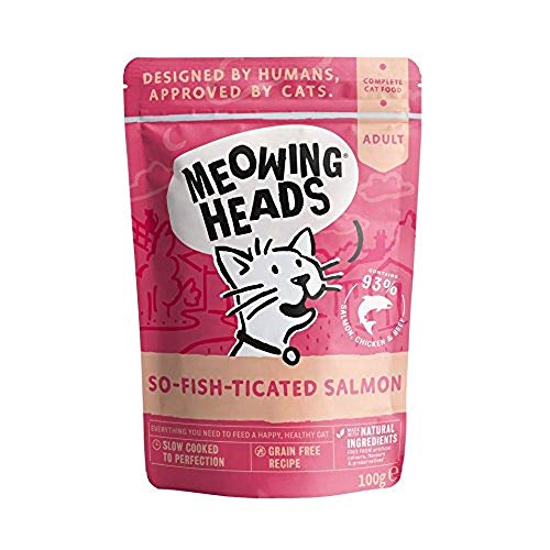 Meowing Heads Katzenfutter Nass Lachs, 10er pack ( 10 x 100 g) von Meowing Heads