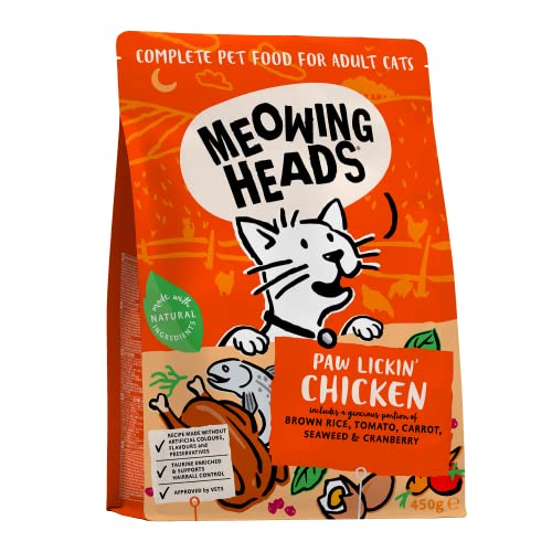 Meowing Heads Katzenfutter Trocken - Herzhaftes Hähnchen - 100% Natürliches Huhn mit Fisch, keine künstlichen Geschmacksverstärker, Getreidefrei, 450g von Meowing Heads