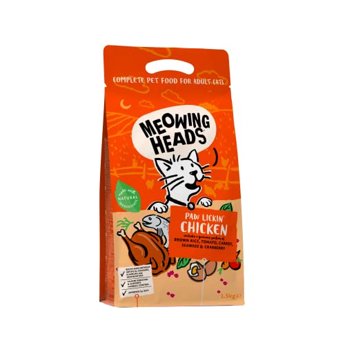 Meowing Heads Paw Lickin' Chicken Trockenfutter Katzen, 100% Natürliches Gourmet Katzenfutter mit Huhn und Fisch, Diät Katzenfutter mit Getreidefreier Rezeptur für eine Einfache Verdauung, 1,5 kg von Meowing Heads