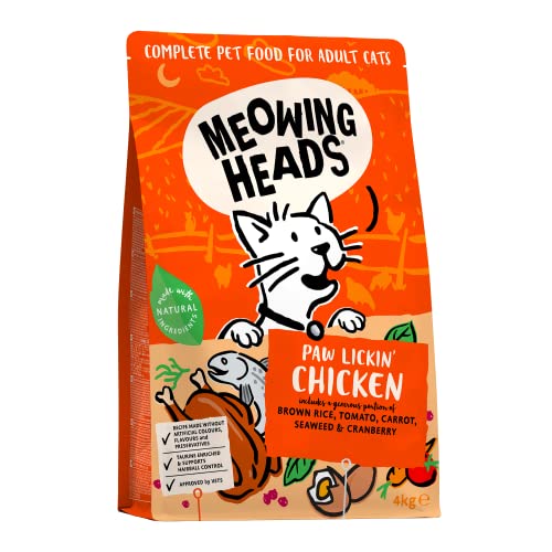 Meowing Heads Paw Lickin' Chicken Trockenfutter Katzen, 100% Natürliches Gourmet Katzenfutter mit Huhn und Fisch, Diät Katzenfutter mit Getreidefreier Rezeptur für eine Einfache Verdauung, 4 kg von Meowing Heads
