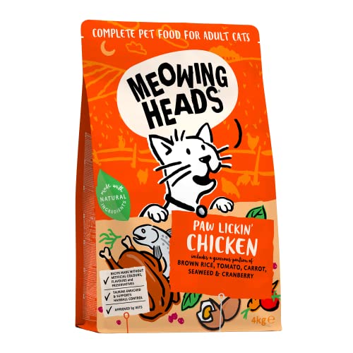 Meowing Heads Paw Lickin' Chicken Trockenfutter Katzen, 100% Natürliches Gourmet Katzenfutter mit Huhn und Fisch, Diät Katzenfutter mit Getreidefreier Rezeptur für eine Einfache Verdauung, 4 kg von Meowing Heads