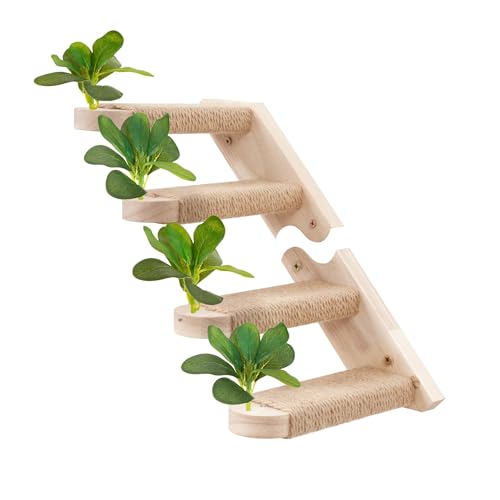 2 Packungen Katzenwandstufen Katzentreppe für Wand Katzenregale Katzentreppe Wandmontiertes Katzenklettertreppe Regal mit Jute Kratzen und Blatt Katzenbaum Wandmöbel Katzenleiter für Wand R leaf3 von Meowoou