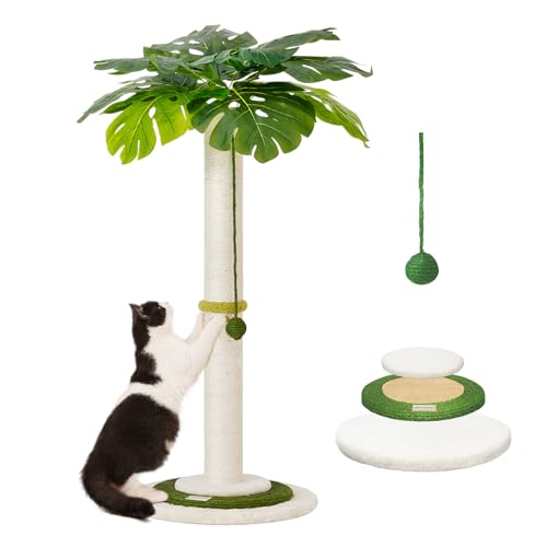 Kratzsäulen für Katzen mit hängendem Ball und 35 Zoll hohem Kratzpfosten für Hauskatzen mit Sisalseil, Kratzpfosten für Katzen in Allen Lebensphasen von Meowoou