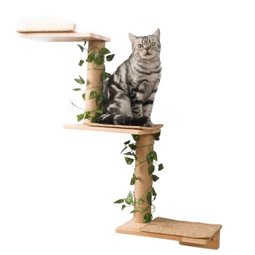 Meowoou Katzen Wandregale, Kratzbaum, Wandmontierte Sitzgelegenheit, 3-in-1 Katzenstufen, Wand Dschungelplattform, Zubehör für Katzen, Klettern, Spielen, Kratzen, Nickerchen Meowoou Katzen Wandregale, Kratzbaum, Wandmontierte Sitzgelegenheit, 3-in-1 Katzenstufen, Wand Dschungelplattform, Zubehör für Katzen, Klettern, Spielen, Kratzen, Nickerchen von Meowoou