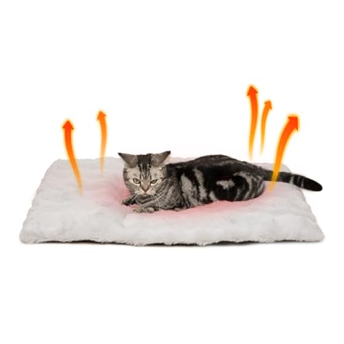 Selbstwärmende Katzenmatte, selbstheizend, 61 x 45,7 cm, Thermo-Katzenmatte, extra warme Haustierunterlage für drinnen und draußen, große Kätzchen, kleine Welpen, Haustiere mit waschbarem, abnehmbarem von Meowoou