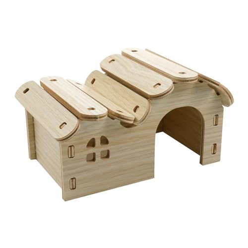 Meprotal Hamster Holzhaus Spaß Rutsche Haus Holz Spielplatz Plattform Doppeldecker Hütte für Chinchilla Meerschweinchen Rennmäuse Zwerg Mäuse Kleintiere von Meprotal