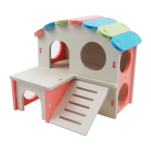 Meprotal Hamster Spielzeug Hamster Meerschweinchen Versteck Spaß Rutsche Haus PVC Regenbogen Hamster Übung Spielen Spielzeug für kleine Tiere (Pink) von Meprotal
