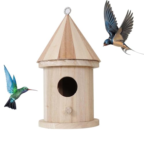 Vogelhäuser Für Den Außenbereich Kolibri Häuser Aus Holz | Wetterfestes Vogelhaus Aus Holz Für Gartenfenster, Landhäuser, Heimdekoration von Mequou
