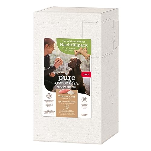 MERA Pure Sensitive Goody Snack Truthahn und Reis Nachfüllpack (500g), gesunde Leckerlis für Sensible Hunde, Hundeleckerli aus Truthahn und Reis, Hundesnack glutenfrei für Training und Belohnung von MERA