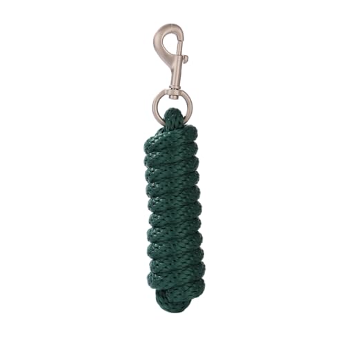 Merauno® Führstrick für Pferd - Anbindestrick in verschiedenen stylischen Designs, Führleine, Anbindeseil Pony, Esel, Ziege lang Strick mit Karabinerhaken(Grün, Karabinerhaken) von Merauno
