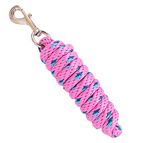 Merauno® Führstrick für Pferd - Anbindestrick in verschiedenen stylischen Designs, Führleine, Anbindeseil Pony, Esel, Ziege lang Strick mit Karabinerhaken (Rosa, Karabinerhaken) von Merauno