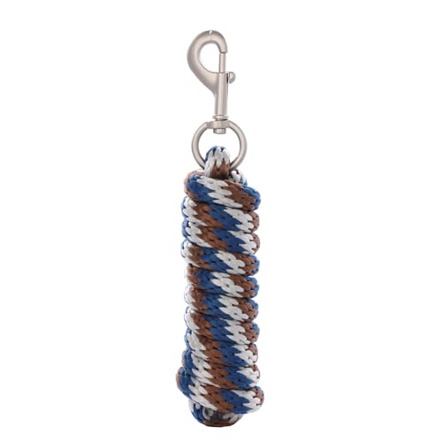 Merauno® Führstrick für Pferd - Anbindestrick in verschiedenen stylischen Designs, Führleine, Anbindeseil Pony, Esel, Ziege lang Strick mit Karabinerhaken Blau Braun Grau von Merauno