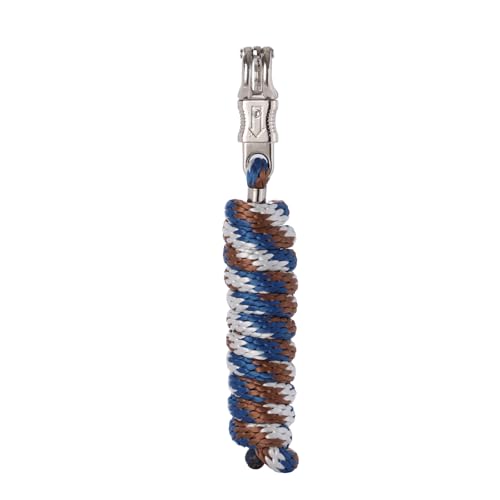 Merauno® Führstrick für Pferd - Anbindestrick in verschiedenen stylischen Designs, Führleine, Anbindeseil Pony, Esel, Ziege mit Panikhaken (Blau Braun Grau, Panikhaken) von Merauno