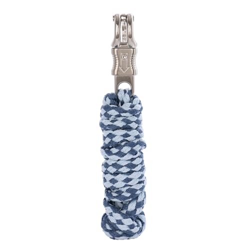 Merauno® Führstrick für Pferd - Anbindestrick in verschiedenen stylischen Designs, Führleine, Anbindeseil Pony, Esel, Ziege mit Panikhaken (Hellblau Grau, Panikhaken) von Merauno
