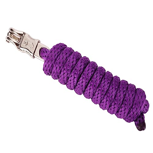 Merauno® Führstrick für Pferd - Anbindestrick in verschiedenen stylischen Designs, Führleine, Anbindeseil Pony, Esel, Ziege mit Panikhaken (Violett, Panikhaken) von Merauno