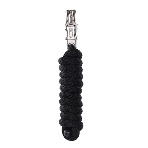 Merauno® Führstrick für Pferd - Anbindestrick in verschiedenen stylischen Designs, Führleine, Anbindeseil Pony, Esel, Ziege mit Panikhaken Schwarz (Schwarz, Panikhaken) von Merauno