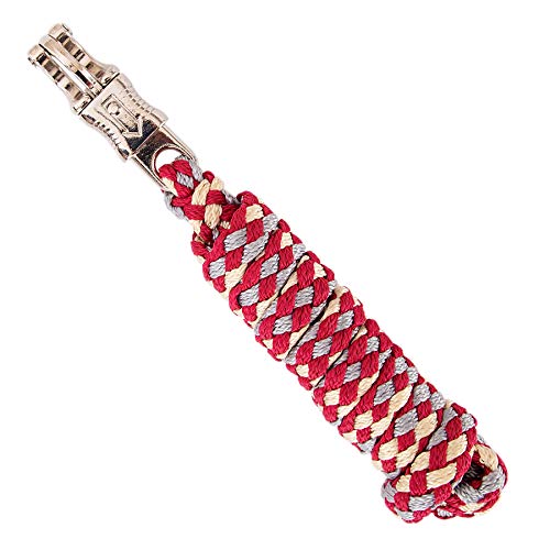 Merauno® Führstrick für Pferd - Anbindestrick in verschiedenen stylischen Designs, Führleine, Anbindeseil Pony, Esel, Ziege mit Panikhaken (Rot Gelb, Panikhaken) von Merauno