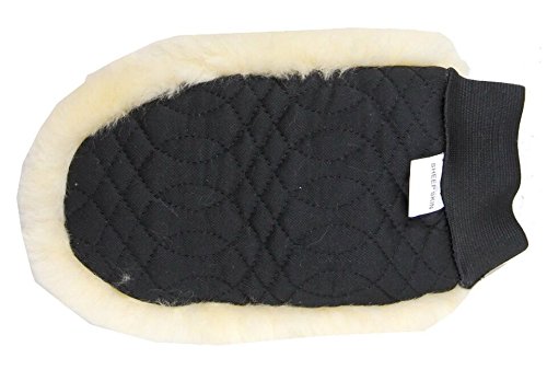 Merauno® Lammwolle Putzhandschuh, aus Qualitäts Merino Lammwolle. Farbe:Natur-Schwarz von Merauno