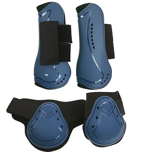 Merauno ® Horse Gaiters Fetlock, robuster PU Shell elastischer Haken Schleifenverschluss, Tendenstiefel, Weich gefüttert, Stoßdämpfend, atmungsaktive Löcher zum Springen, Reiten, Events (S, Navy) von Merauno