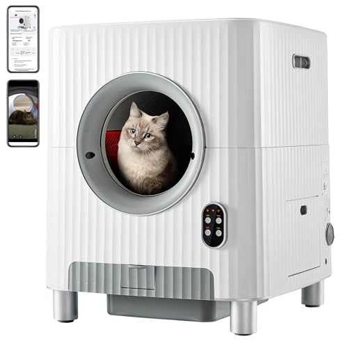 Merax intelligente Katzenklo mit APP-Steuerung,selbstreinigende Katzentoilette mit 68L extra große Kapazität, Cat Litter Box mit Kamera für Echtzeit-Überwachung geeignet für 1-8 kg von Merax