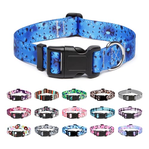 Mercano Hundehalsband Verstellbares, Weich Nylon Komfort & Robuster Gemustertes Hunde Halsband für Kleine Mittlere Große Hunde Welpen Katzen (L, Ozean) von Mercano