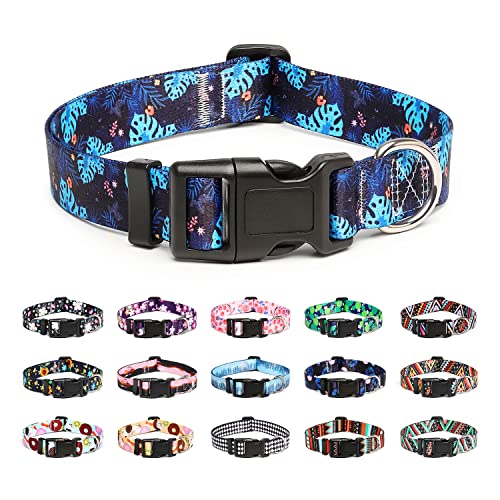 Mercano Hundehalsband Verstellbares, Weich Nylon Komfort & Robuster Gemustertes Hunde Halsband für Kleine Mittlere Große Hunde Welpen Katzen (L, Schildkrötenbambus) von Mercano