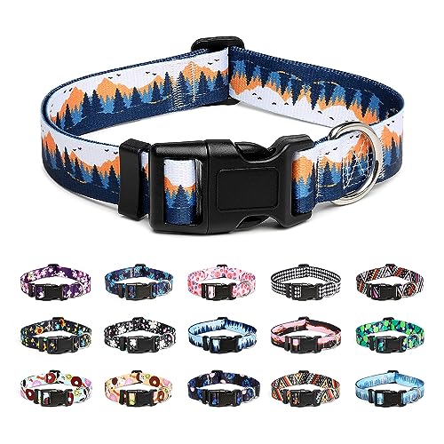 Mercano Hundehalsband Verstellbares, Weich Nylon Komfort & Robuster Gemustertes Hunde Halsband für Kleine Mittlere Große Hunde Welpen Katzen (L, Sonnenuntergangstal) von Mercano