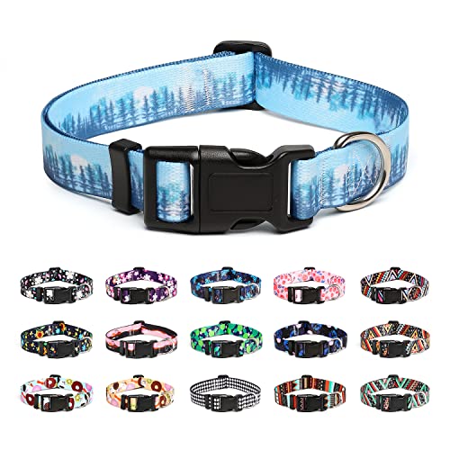 Mercano Hundehalsband Verstellbares, Weich Nylon Komfort & Robuster Gemustertes Hunde Halsband für Kleine Mittlere Große Hunde Welpen Katzen (L, Wald) von Mercano