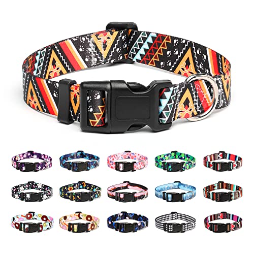 Mercano Hundehalsband Verstellbares, Weich Nylon Komfort & Robuster Gemustertes Hunde Halsband für Kleine Mittlere Große Hunde Welpen Katzen (M, Ethnisches Gold) von Mercano