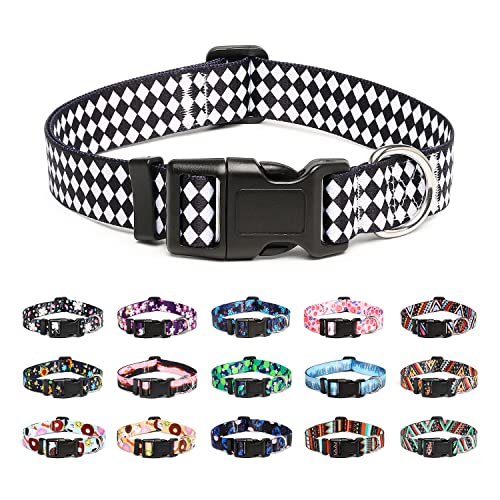 Mercano Hundehalsband Verstellbares, Weich Nylon Komfort & Robuster Gemustertes Hunde Halsband für Kleine Mittlere Große Hunde Welpen Katzen (M, Rhombe) von Mercano