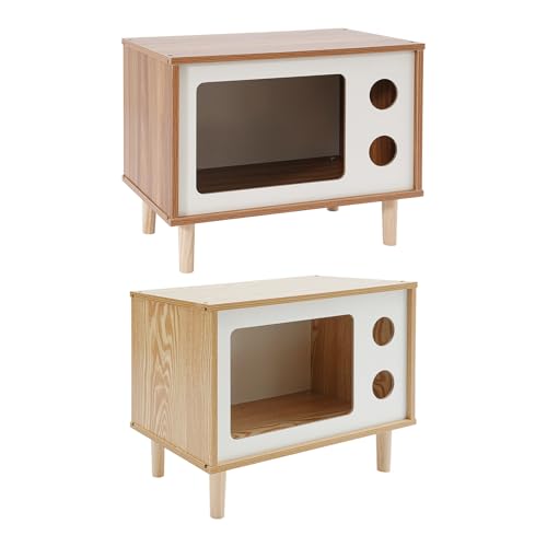 Mermajestic Katzenhaus, Katzenkabinett, Katzenbett für drinnen, Katzenmöbel, TV-förmiger Katzenschuppen, Katzenkorb, Katzenhaus für drinnen (Weiß, 50 * 29 * 40 cm) von Mermajestic