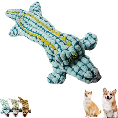 Mersidany Krokodil-Plüsch für Aggressive Kauer, unzerstörbares, ausgestopfter Plüsch, interaktives Hundespielzeug, reduziert Langeweile bei Hunden (Large 24.8 * 7.87in,Blue) von Mersidany