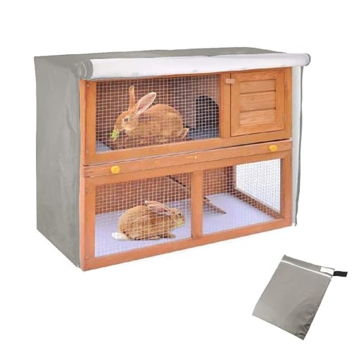 Kaninchenstallabdeckung, Doppeldecker-Abdeckung für Kaninchenstall, winddicht, wasserdicht, Thermokäfigabdeckung, Outdoor-Haustierkäfigabdeckung mit sichtbarem Fenster und Belüftungslöchern, 210D von MerwDeeyt