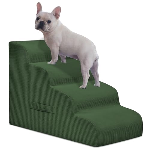 Mesa Lemon Hundetreppe für Kleine Hunde, 4-stufige Haustierrampe Treppe für Hochbetten und Sofa, rutschfeste Haustiertreppe für kleine Hunde und Katzen, Abnehmbarer und leicht zu reinigender Bezug von Mesa Lemon
