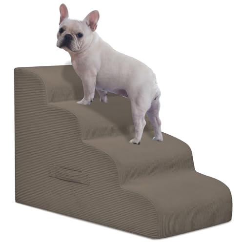 Mesa Lemon Hundetreppe für Kleine Hunde, 4-stufige Haustierrampe Treppe für Hochbetten und Sofa, rutschfeste Haustiertreppe für kleine Hunde und Katzen, Abnehmbarer und leicht zu reinigender Bezug von Mesa Lemon