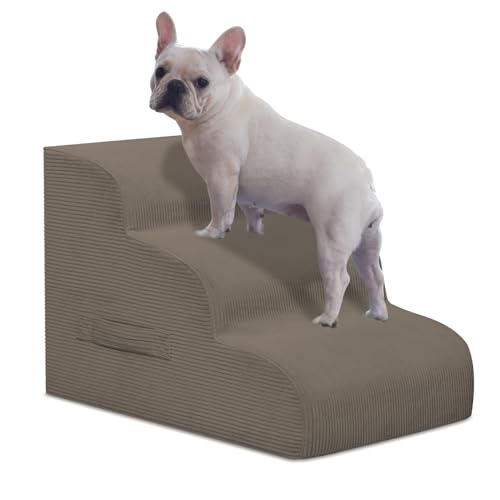 Mesa Lemon Hundetreppe für kleine Hunde, 3-stufige Haustierrampe Treppe für Hochbetten und Sofa, rutschfeste Haustiertreppe für kleine Hunde und Katzen, Abnehmbarer und leicht zu reinigender Bezug von Mesa Lemon