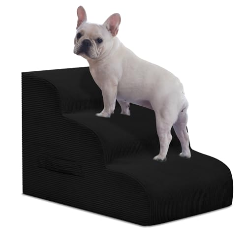 Mesa Lemon Hundetreppe für kleine Hunde, 3-stufige Haustierrampe Treppe für Hochbetten und Sofa, rutschfeste Haustiertreppe für kleine Hunde und Katzen, Abnehmbarer und leicht zu reinigender Bezug von Mesa Lemon