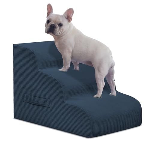 Mesa Lemon Hundetreppe für kleine Hunde, 3-stufige Haustierrampe Treppe für Hochbetten und Sofa, rutschfeste Haustiertreppe für kleine Hunde und Katzen, Abnehmbarer und leicht zu reinigender Bezug von Mesa Lemon