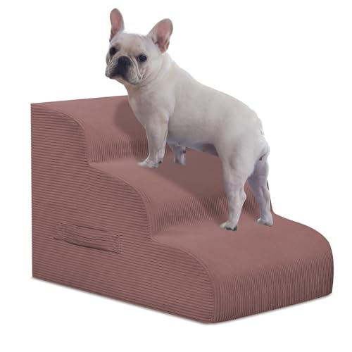 Mesa Lemon Hundetreppe für kleine Hunde, 3-stufige Haustierrampe Treppe für Hochbetten und Sofa, rutschfeste Haustiertreppe für kleine Hunde und Katzen, Abnehmbarer und leicht zu reinigender Bezug von Mesa Lemon
