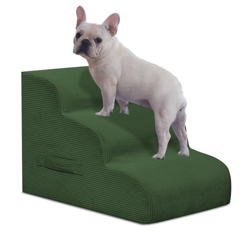 Mesa Lemon Hundetreppe für kleine Hunde, 3-stufige Haustierrampe Treppe für Hochbetten und Sofa, rutschfeste Haustiertreppe für kleine Hunde und Katzen, Abnehmbarer und leicht zu reinigender Bezug von Mesa Lemon